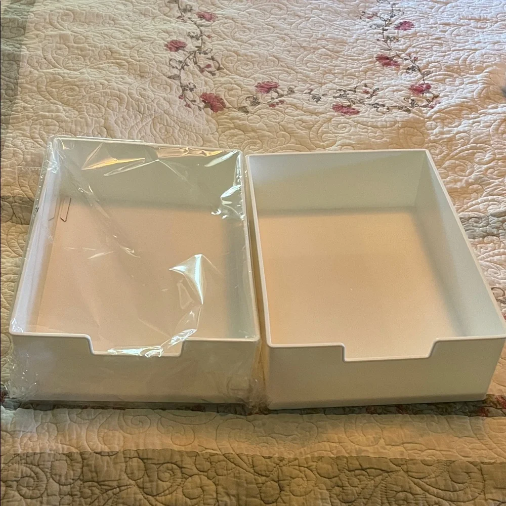 White Plastic Storage Bins for Bathroom Peel and Stick Drawer Slides